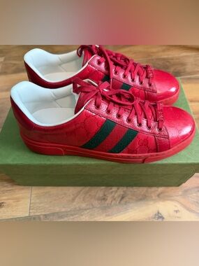 Gucci Ace 'GG Crystal Canvas Red